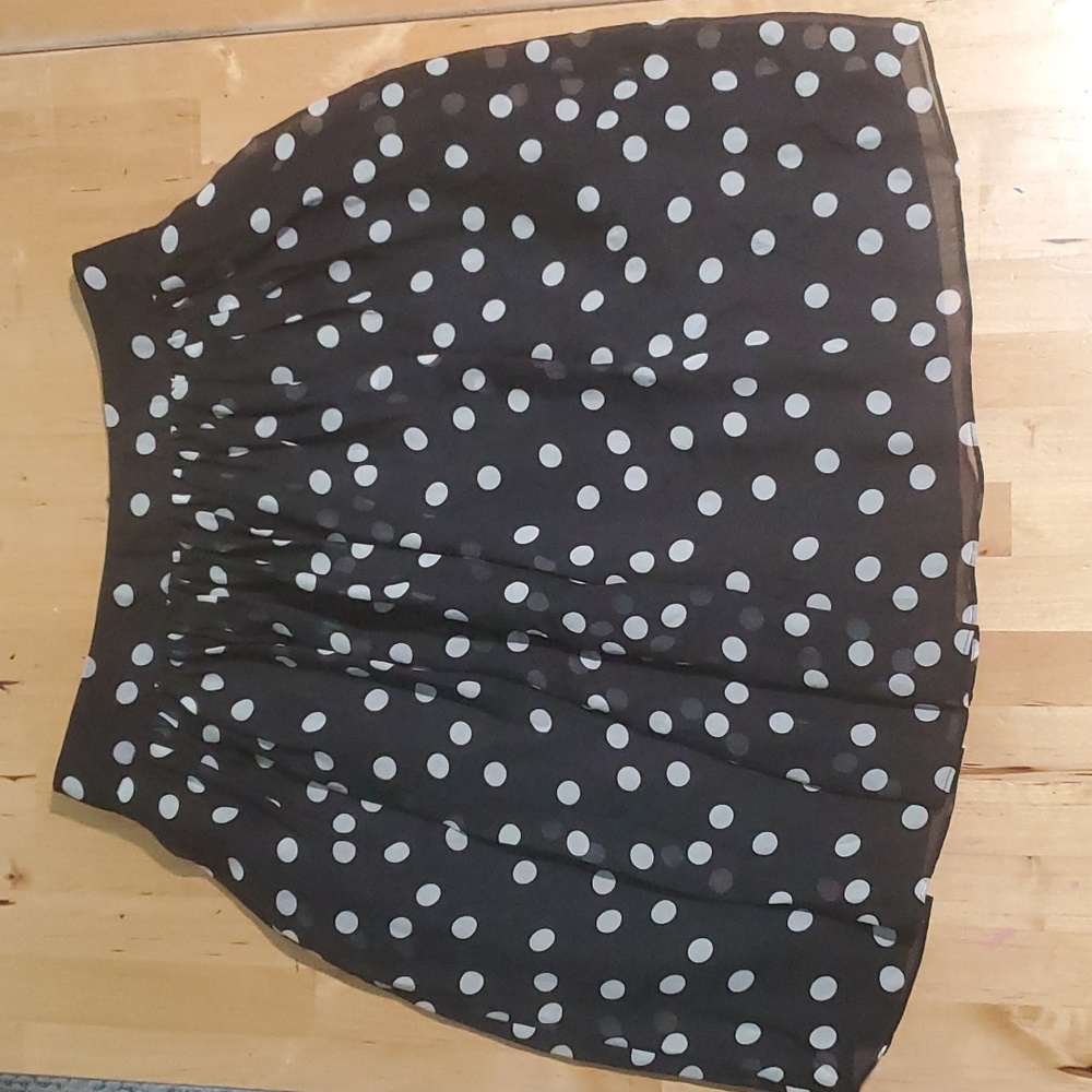 Black by Saks Fifth Avenue 100% silk polka dot skirt